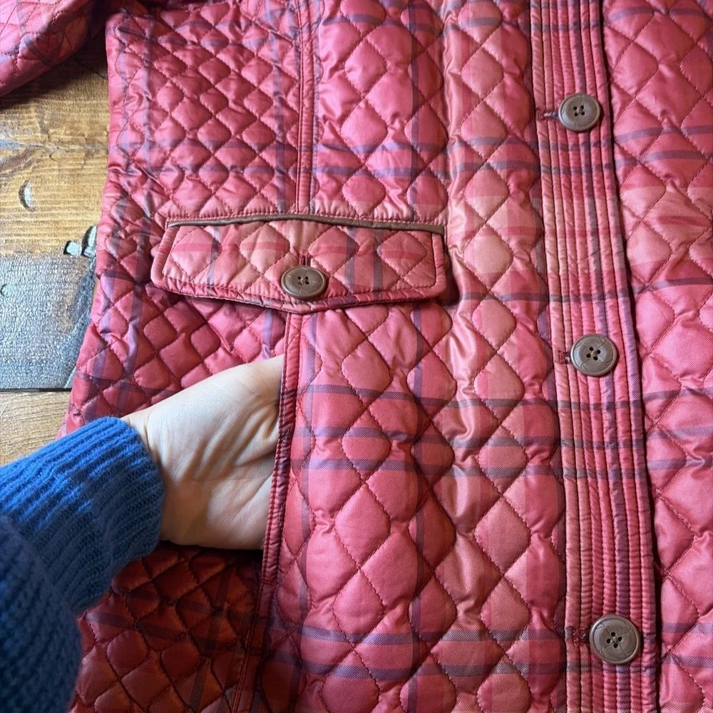 Lands End Women's L Plaid Boxy Cottagecore Primaloft Chore Barn Coat Fall Cozy